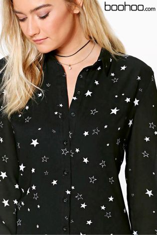 Boohoo Star Print Shirt Dress